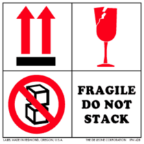 Fragile Do Not Stack Paper Labels 4" x 4"