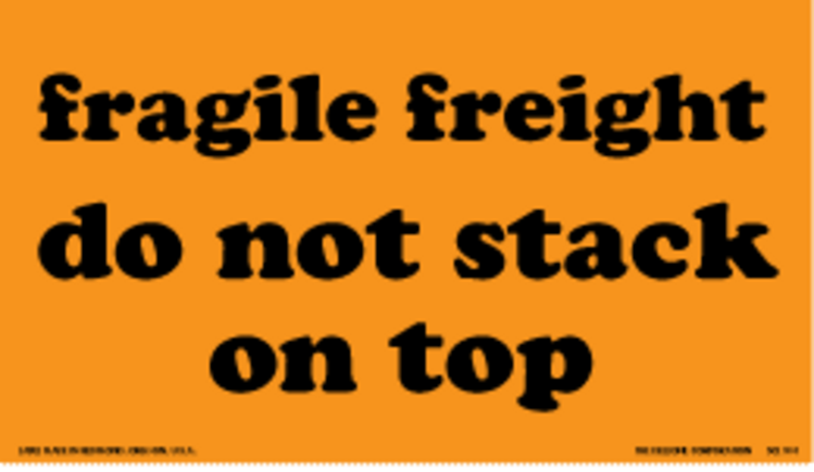 Fragile Freight  Matte Paper Labels Fluorescent Orange Label Size: 4" x 7" QTY: 1000 