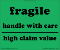 Fragile High Claim Value Labels 8" x 10"