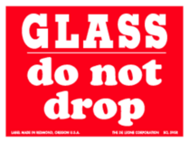 Glass Do Not Drop Labels 3" x 4"