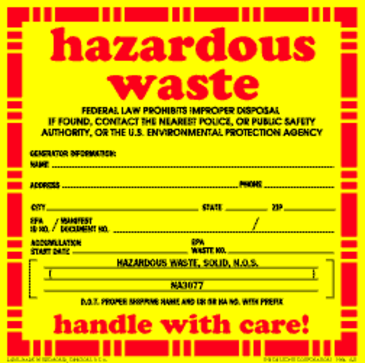 Hazardous Waste / NA3077 - Vinyl Labels 