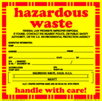 Hazardous Waste / NA3077 - Vinyl Labels