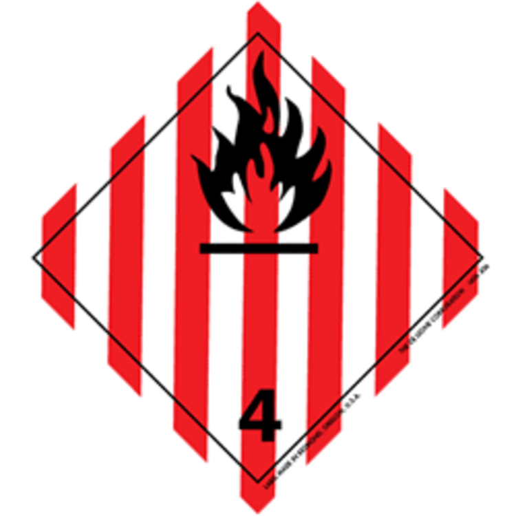 IATA Flammable Solid Paper Labels Red, White & Black Size: 4" x 4" QTY: 1000 