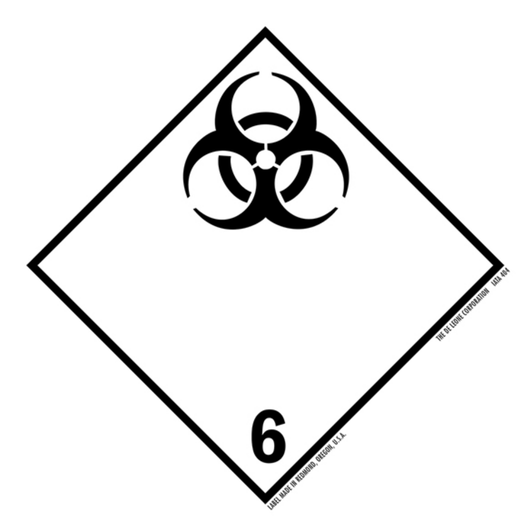 IATA Infectious Substance Vinyl Labels Black & White Size: 4" x 4" QTY: 1000 