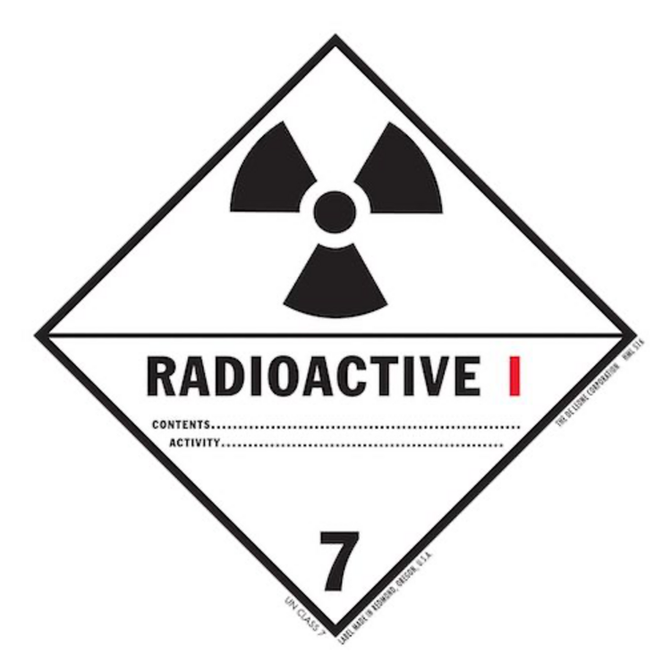 IATA Radioactive I Paper Labels Black, White & Red Size: 4" x 4" QTY: 1000 