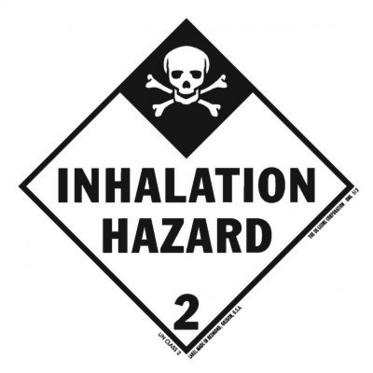 Inhalation Hazard Class 2 HazMat Paper Labels White & Black Size: 4" x 4" QTY: 1000 