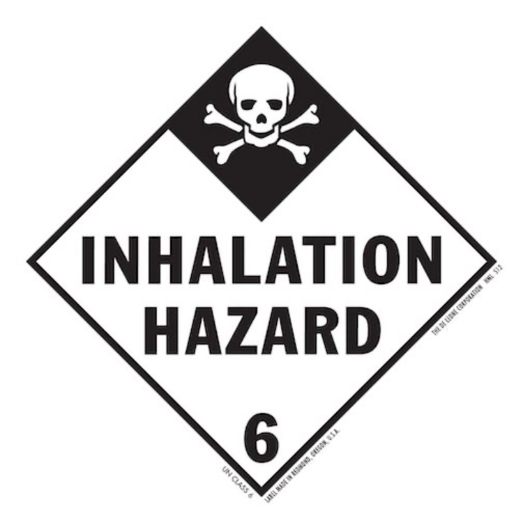 Inhalation Hazard Class 6 HazMat Paper Label Black & White  Size: 4" x 4" QTY: 1000 