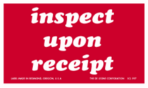 Inspect Upon Receipt Labels 3" x 5"