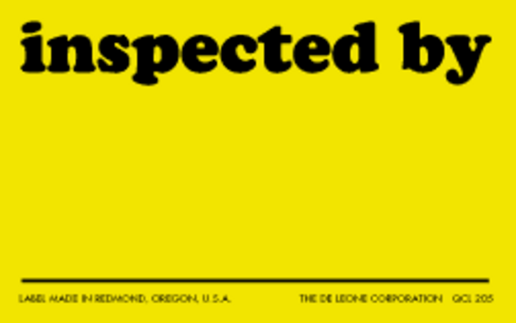 Inspected By  Matte Paper Labels Fluorescent Chartreuse Label Size: 2.5" x 4" QTY: 1000 