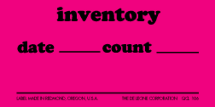 Inventory  Matte Paper Labels  Fluorescent Pink Label Size: 1.25" x 2.5"  QTY: 1000 