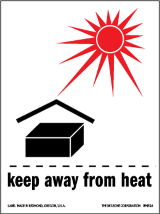 Keep Away From Heat Paper Labels Red, Black & White Label Size: 3" x 4.25" QTY: 1000 