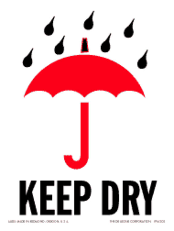 Keep Dry Paper Labels Red, Black & White Label Size: 3" x 4" QTY: 1000 