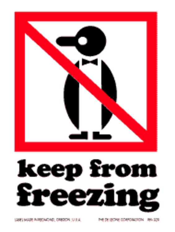 Keep From Freezing Paper Labels Red, Black & White Label Size: 3" x 4" QTY: 1000 