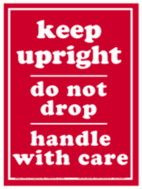 Keep Upright Red Labels 3" x 4"