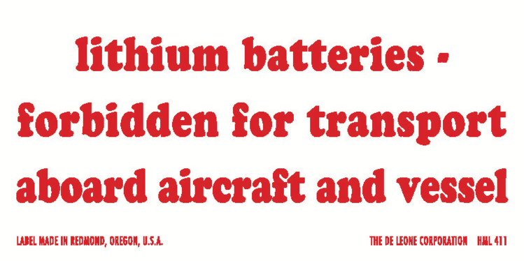 Lithium Batteries - Forbidden for Transport Paper Labels Red & White Label Size: 2" x 4" QTY: 1000 