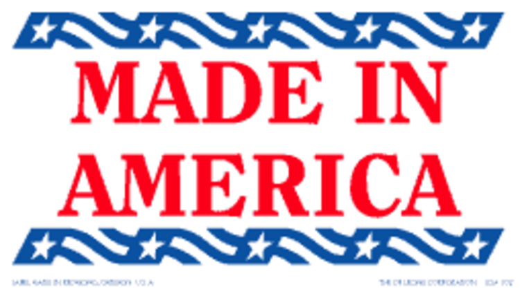 Made In America Labels Red, White & Blue  Label Size: 2" x 3.5"  QTY: 1000 