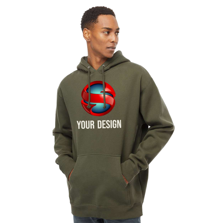 Man wearing army green hoodie 