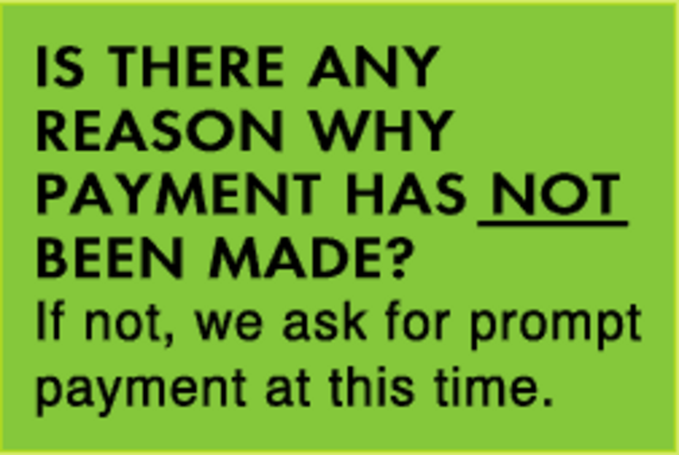 Missing Payment Matte Paper Labels Fluorescent Green Label Size: 1" x 1.5" QTY: 1000 