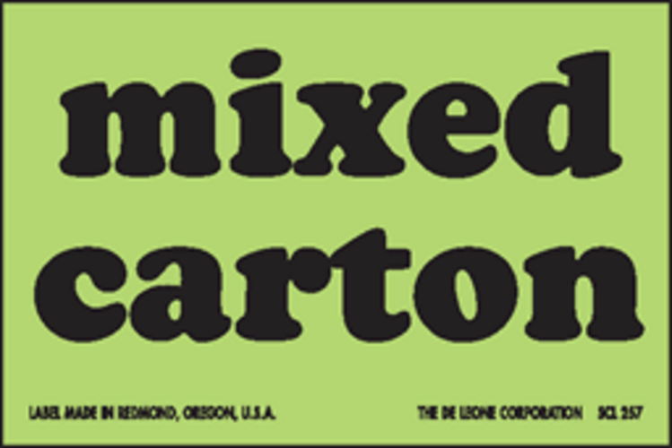 Mixed Carton Matte Paper Labels Flourescent Green Label Size: 2" x 3" QTY: 1000 