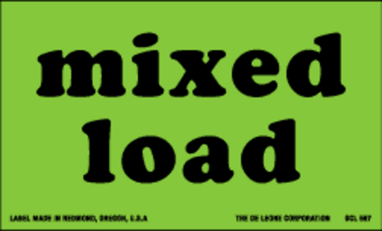 Mixed Load  Matte Paper Labels Fluorescent Green Label Size: 3" x 5"  QTY: 1000 