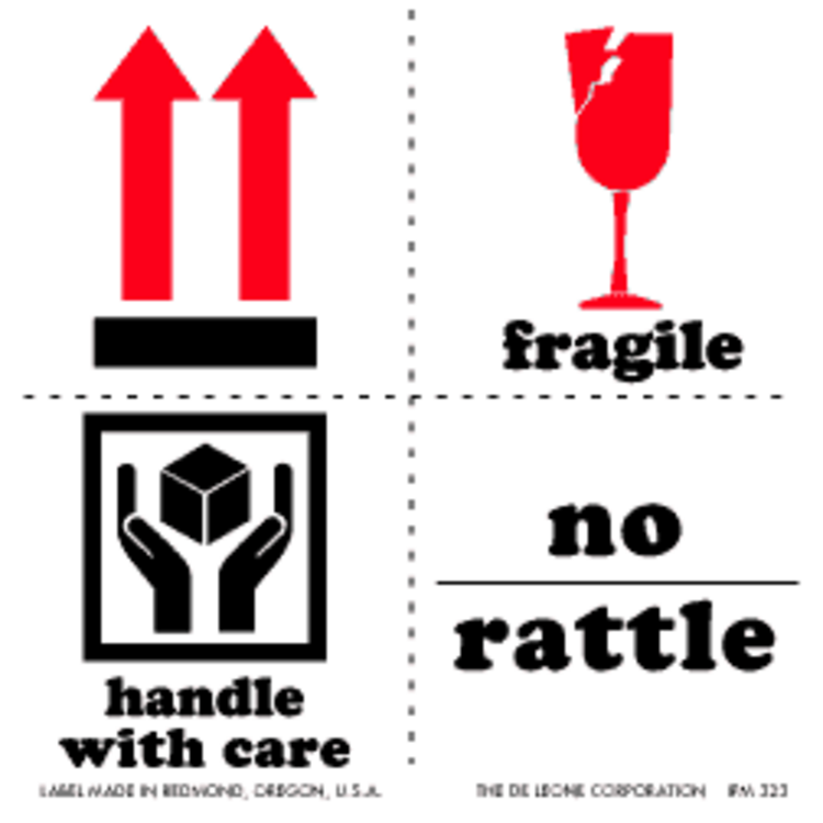 No Rattle Paper Labels  Black, Red, White Label Size: 4" x 4" QTY: 1000 