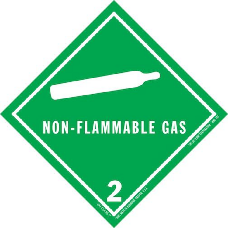 Non-Flammable Gas Class 2 HazMat Paper Labels Green & White Size: 4" x 4" QTY: 1000 