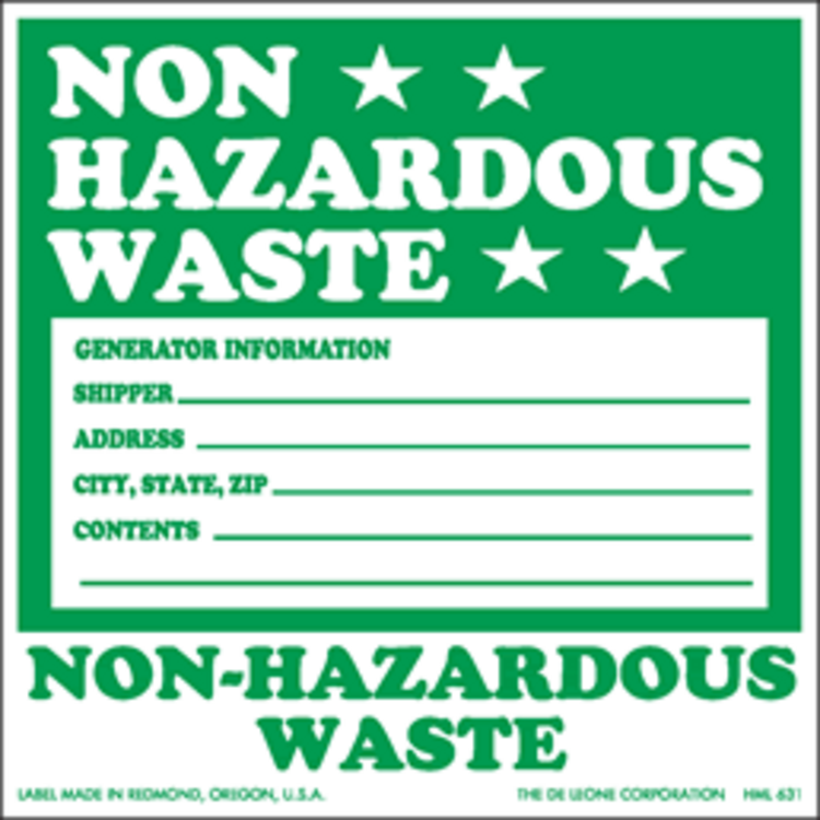 Non-Hazardous Waste - Vinyl Labels 