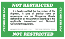 Not Restricted Goods Labels 3" x 5"