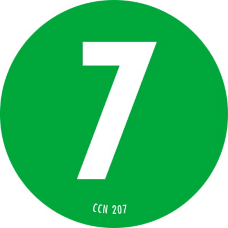 Number 7 Circle Labels Green & White Label Size: 2" Diameter QTY: 1000 