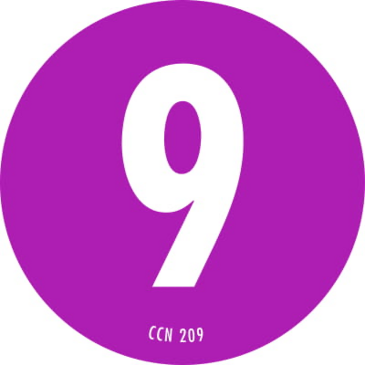 Number 9 Circle Labels Purple & White Label Size: 2" Diameter QTY: 1000 