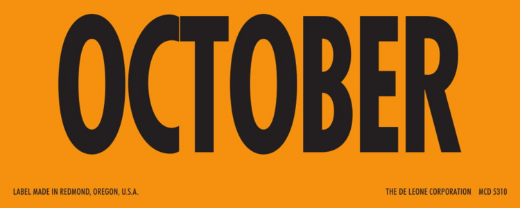 October  Matte Paper Labels Fluorescent Orange Label Size: 2" x 5" QTY: 1000 