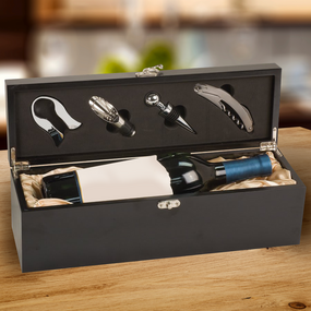 Open Wine Gift Box Showcasing Tools