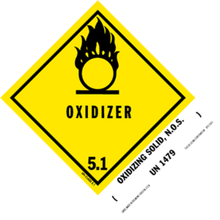 Oxidizer & Organic Peroxide HazMat Paper Labels Yellow, White & Black Size: 5" x 4" QTY: 1000 