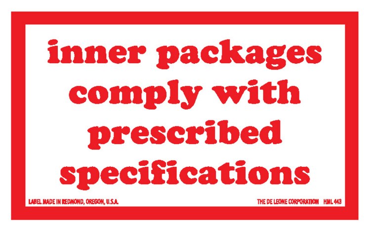 Packages Comply with Specifications Special Handling Paper Labels Red & White Label Size: 2.5" x 4" QTY: 1000 