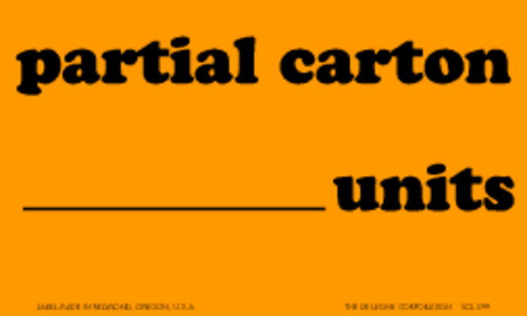 Partial Carton __ Units Matte Paper Labels Fluorescent Orange Label Size: 3" x 5"  QTY: 1000 