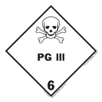 PG III Class 6 HazMat Paper Label  4" x 4"