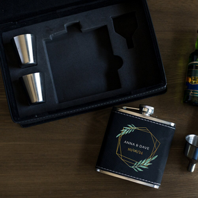 Printed Flask Gift Set For A Wedding