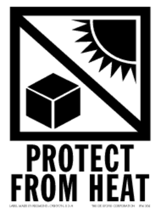 Protect From Heat Paper Labels Black & White Label Size: 3" x 4" QTY: 1000 