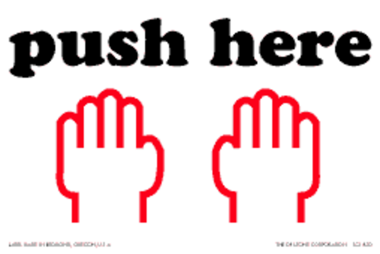 Push Here Paper Labels Red, Black & White Label Size: 4" x 6"  QTY: 1000 