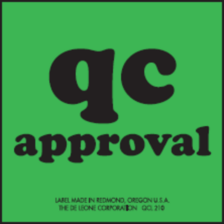 QC Approval  Matte Paper Labels Fluorescent Green Label Size: 2" x 2" QTY: 1000 