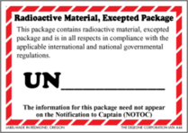 Radioactive Material Excepted Special Handling Labels 3" x 4.25"