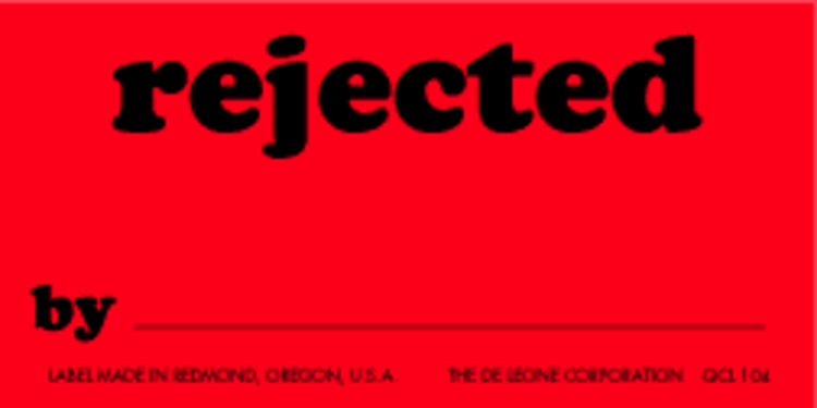 Rejected By  Matte Paper Labels Fluorescent Red Label Size: 1.25" x2.5"  QTY: 1000 