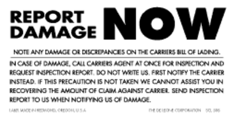 Report Damage Now Paper Labels Black & White Label Size: 2.5" x 5" QTY: 1000 