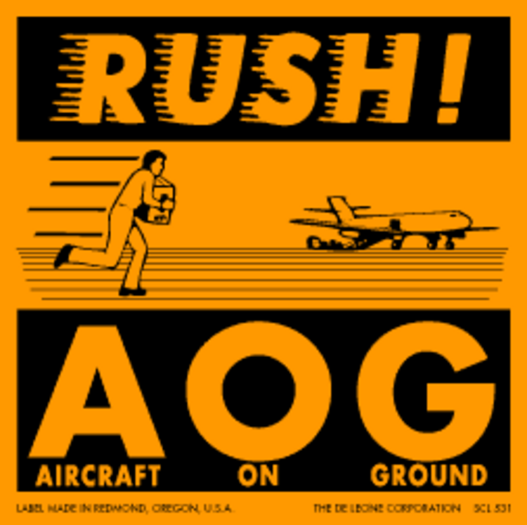 Rush AOG Matte Paper Labels Fluorescent Orange Label Size: 4" x 4"  QTY: 1000 