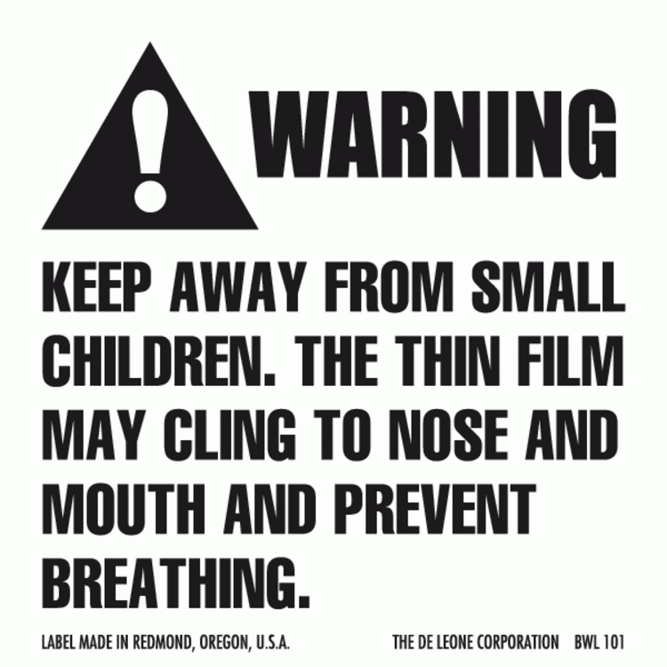 Small Children Warning Labels Black & White Label Size: 2" x 2" QTY: 1000 