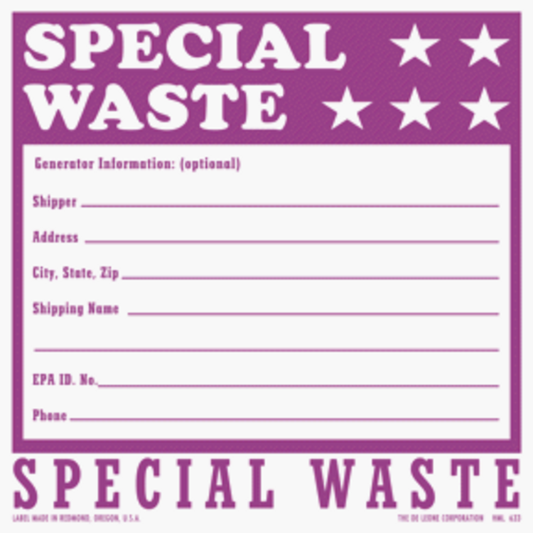 Special Waste - Vinyl Compliance Labels 