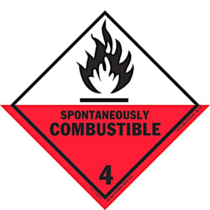 Spontaneously Combustible Class 4 HazMat Paper Labels 4" x 4"