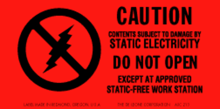 Static Electricity Warning  Label Fluorescent Red Label Size: 1.5" x 3" QTY: 1000 