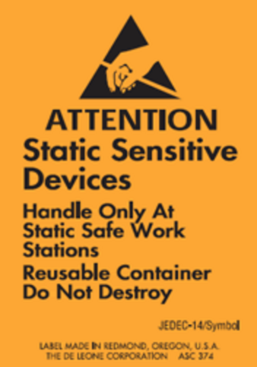 Static Sensitive Devices Matte Paper Labels Fluorescent Orange Label Size: 1.75" x 2.5"  QTY: 1000 