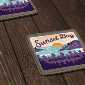 Sunset Spa custom printed leatherette coaster